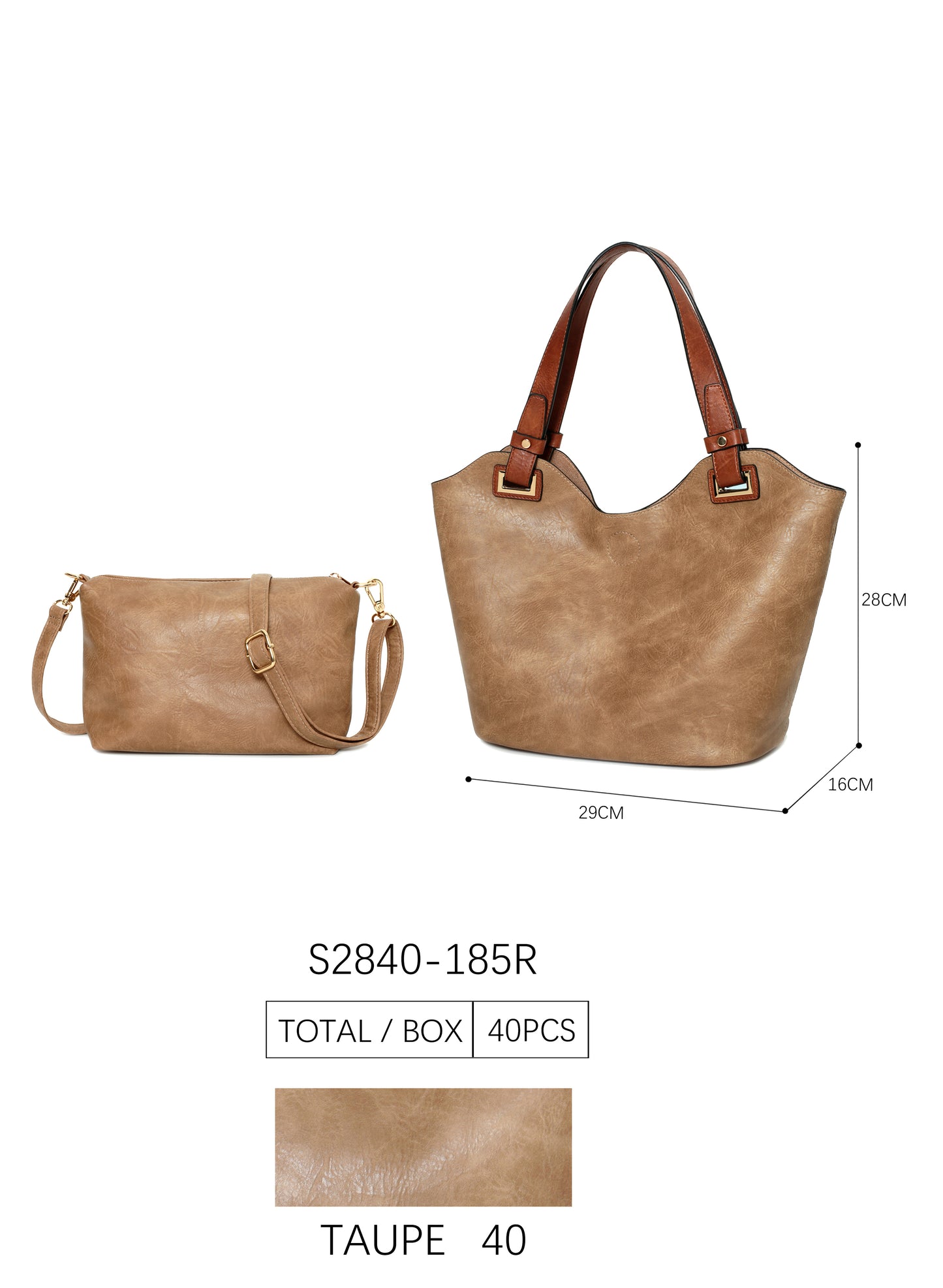 Bolso polipiel 2 en 1 con asa larga