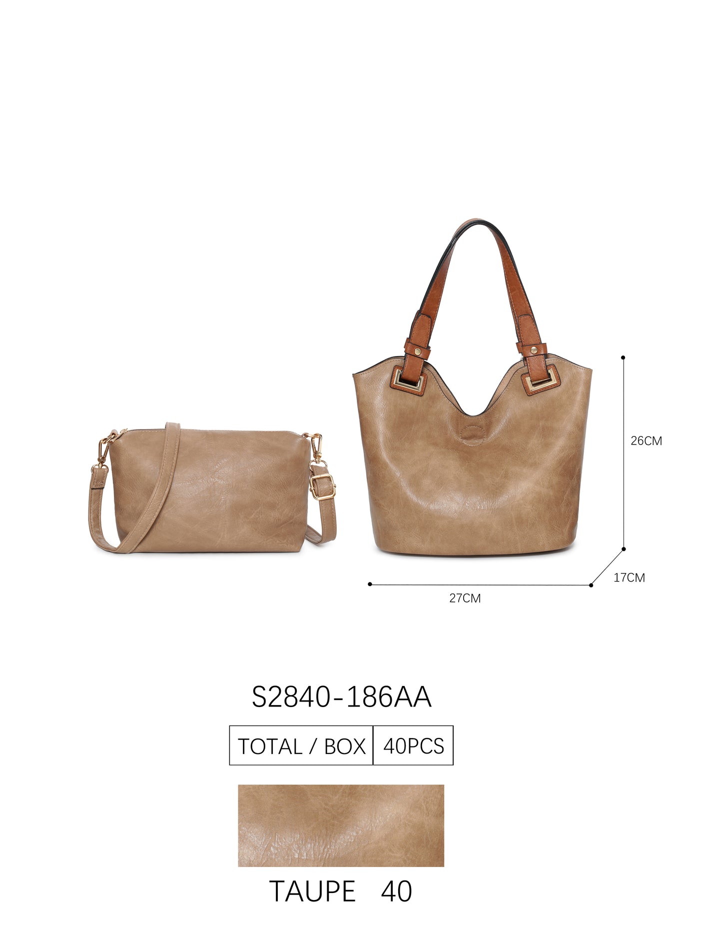 Bolso polipiel 2 en 1 con asa larga