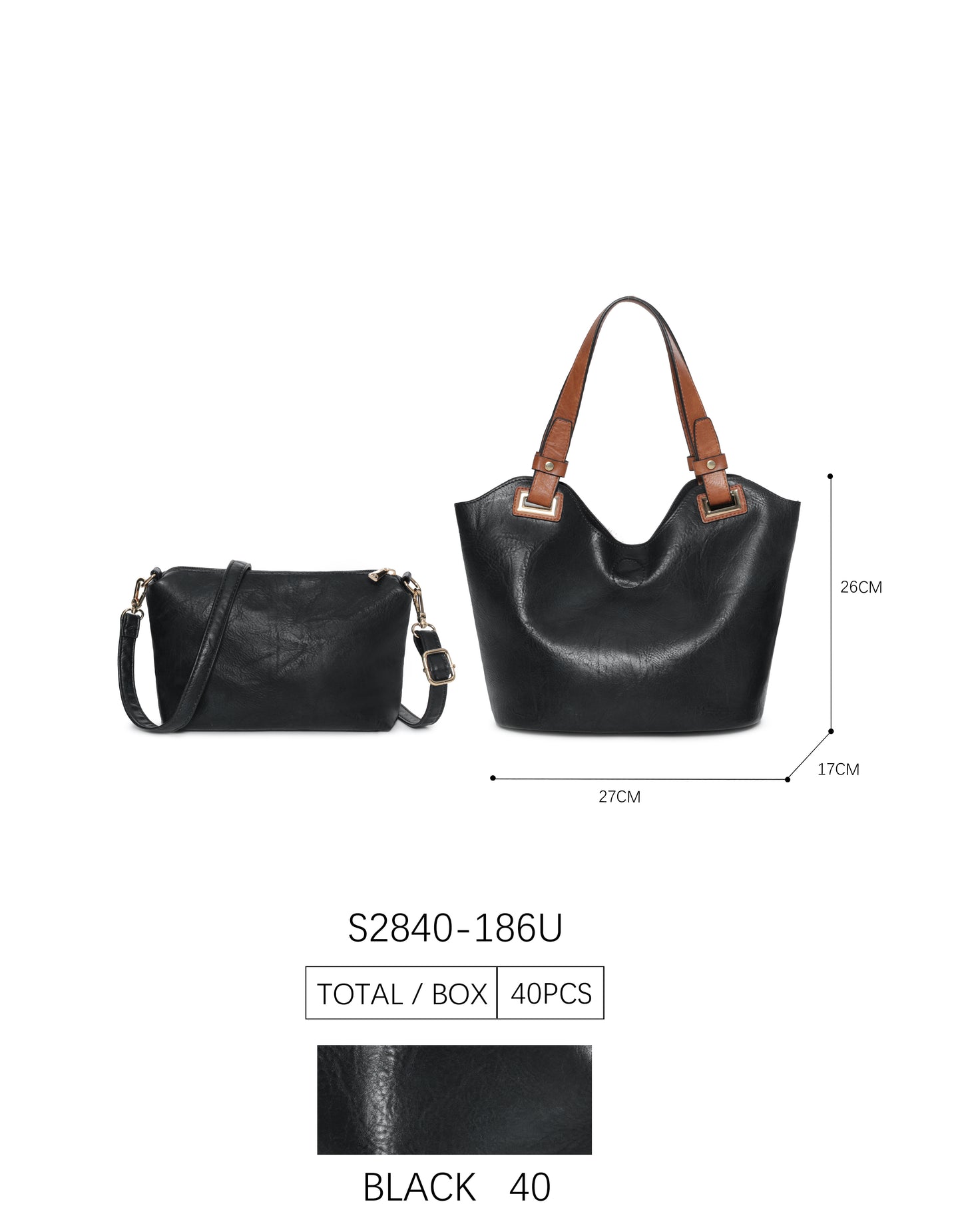 Bolso polipiel 2 en 1 con asa larga