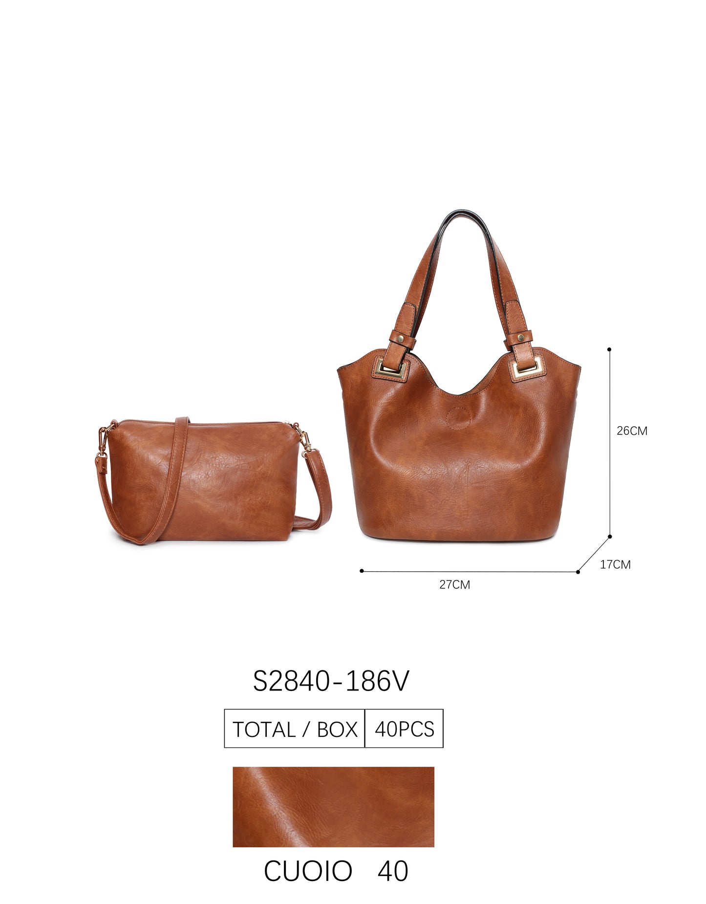 Bolso polipiel 2 en 1 con asa larga