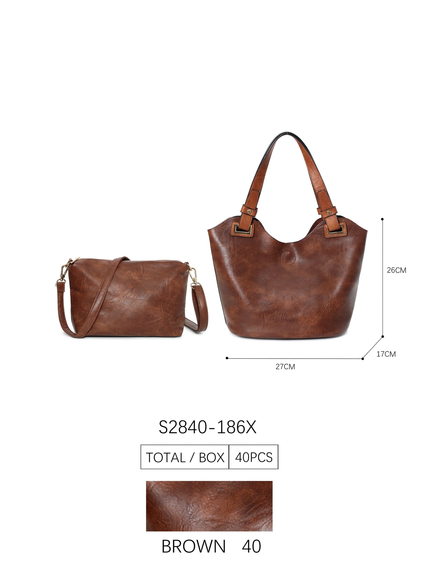 Bolso polipiel 2 en 1 con asa larga