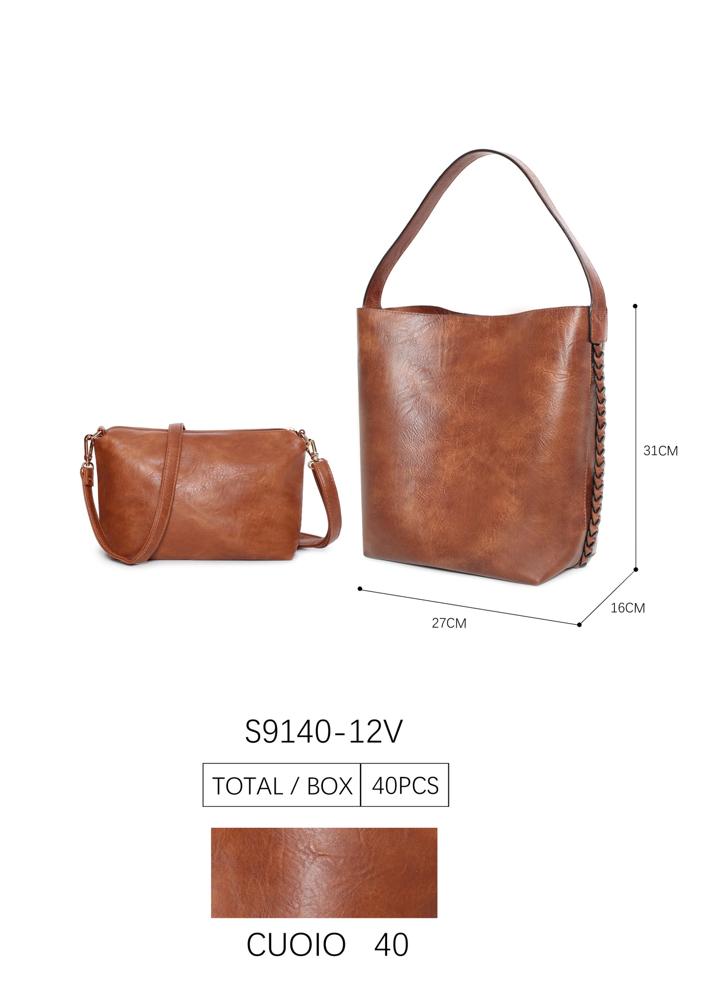 Bolso polipiel 2 en 1 con asa larga
