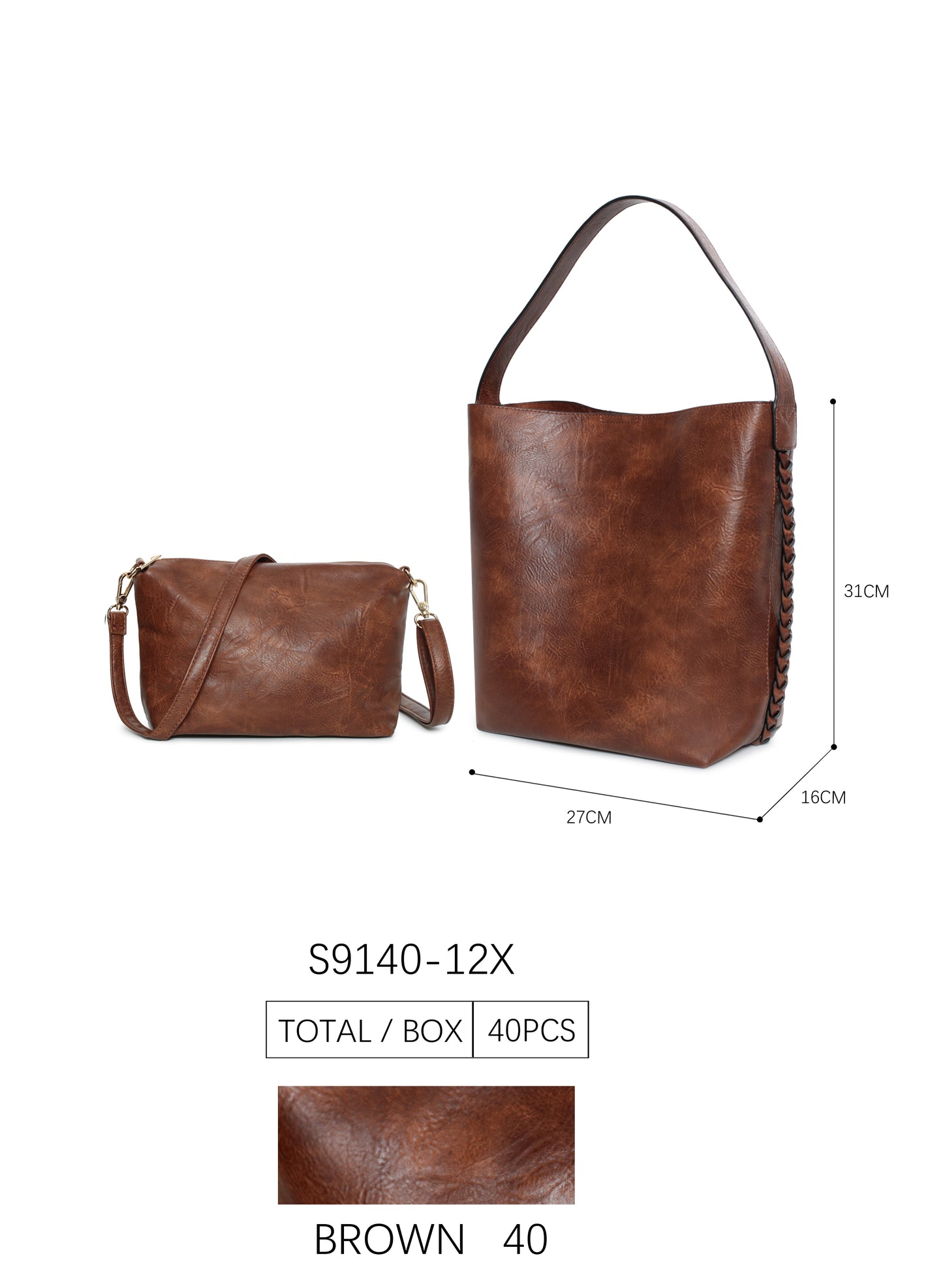 Bolso polipiel 2 en 1 con asa larga