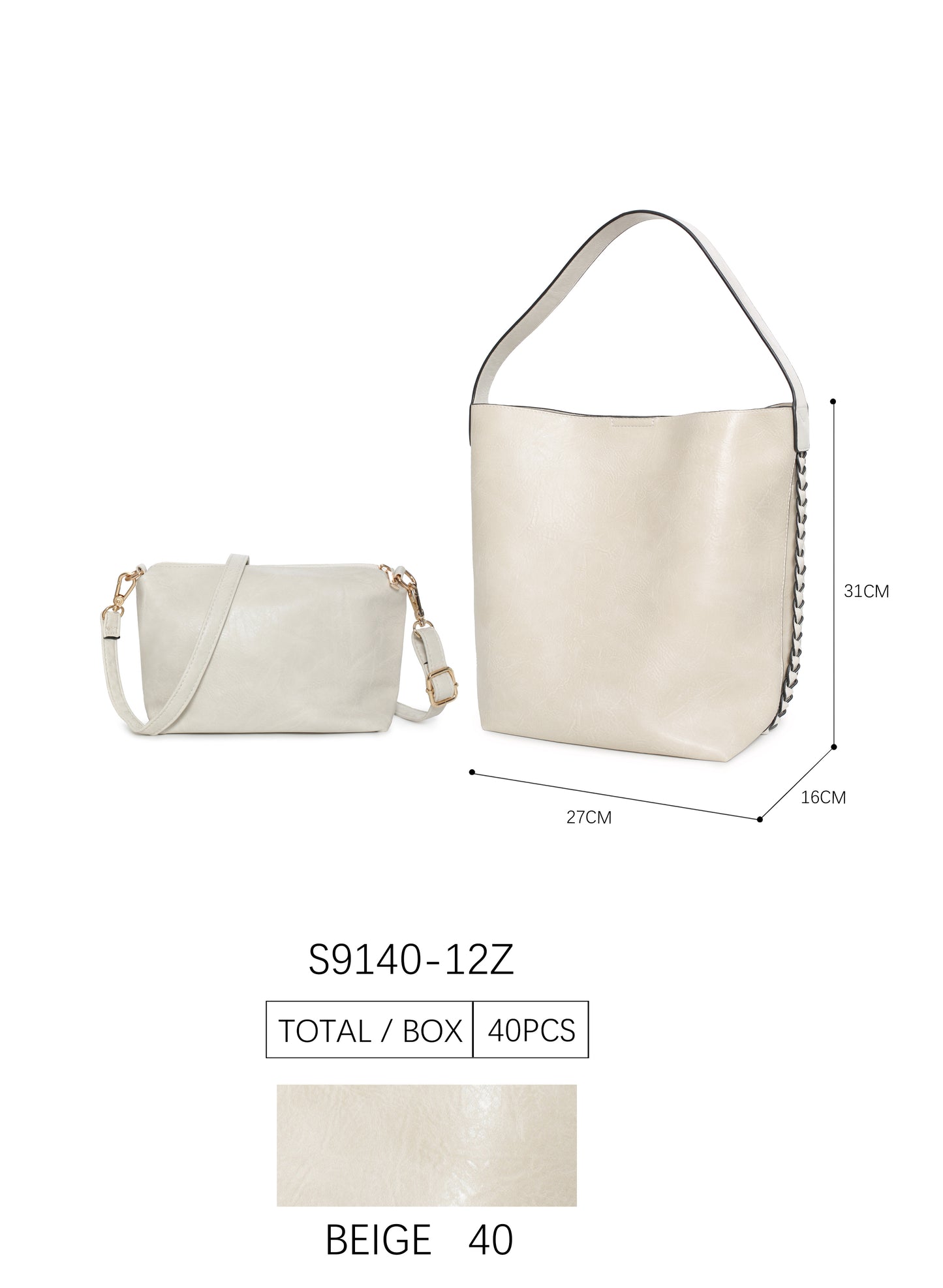 Bolso polipiel 2 en 1 con asa larga